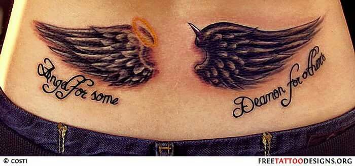 Featured image of post Angel Wings With Devil Horns Tattoo