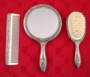 wallpapers Vintage Hand Mirror Brush And Comb Set vintage hand mirror comb set dolovemk girls cosmetic classical wide tooth comb vintage handheld mirror with embossed flower detangling hair brush rat